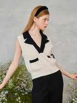ダブルカラーケーブルニットベスト / Double collar Cable Knit Vest