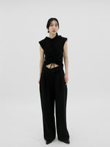 シャーリングスリーブレスフード / Shirring sleeveless hood (2color)