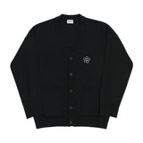 [UNISEX]Line flower dot embroidery knit cardigan