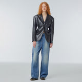 Power shoulder faux-leather jacket