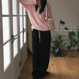 Winty soft angora pastel V-neck long sleeve knit