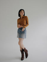 ビーフカラージップアップTシャツ / Beef collar zip-up T-shirt (4color)