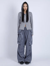 Satin Multi Pocket Pants, Grey