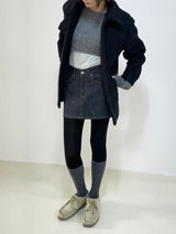Layering boat neck short knit 