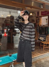 フォーシーズンシースルーストライプ長袖Tシャツ