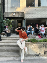 サマーリネンアイスバックバンディングスラックス/Summer linen ice back banding slacks (3 colors)