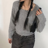 Baba Twisted Bolero Square Neck Long Sleeve Knit