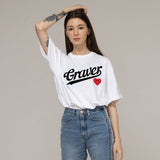 ベースボールロゴハートスマイルショートスリーブTシャツ/Base Ball Logo Heart Smile Short Sleeve T-shirt