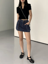 オッターオールインワンブックレットホルタースリーブレス半袖カーディガン/ Otter all-in-one booklet halter sleeveless knit short-sleeved cardigan