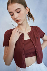 HIDE Tube Top Cardigan (Wine) (6570970349686)