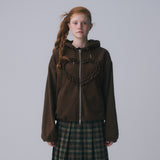 FRILL HEART HOODIE, BROWN