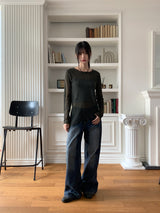 デレーバックカットワイドデニムパンツ