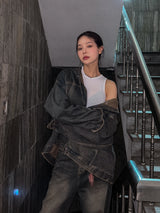 (UNISEX) インアワーウォッシングフードデニムジャケット