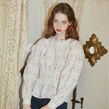 Stripe Flower Blouse (Blue) (6681192595574)
