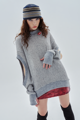 ロゴホールウォーマーニット / logo hole warmer knit_gray