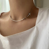クロススマイルシンプルネックレス/svi Cross Smile Simple Necklace