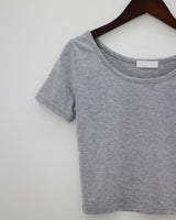 ショートスリーブクロップUネックTシャツ/Short Sleeve Cropped U-neck T-shirt (5color)