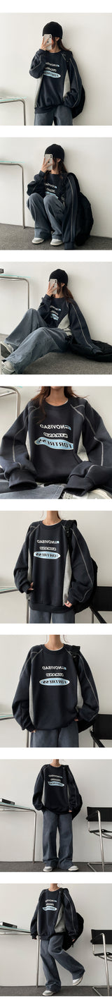 [Fleece] フォートスティッチラインカラースウェット