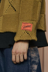 BUTTON ARGYLE KNIT JACKET / OLIVE