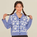 AQO BEAR PATTERN CARDIGAN (CROP ver) (6678330769526)
