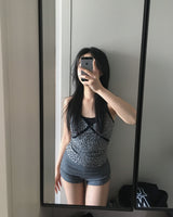 Leopard lace sleeveless
