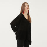 V-NECK KNIT TOP (BLACK) (6579698008182)