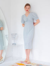 SHIRRING DETAIL MIDI ONEPIECE_BLUE (6580076216438)
