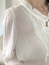 マーフィングラブリーピンタックフリルリボンヨルブラウス / Maping lovely pintuck frill ribbon yoru blouse