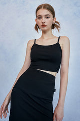 [SET] HIDE Chain Crop Top (Black) (6570965172342)