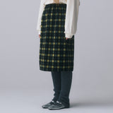 CHECK MIDI SKIRT, BLACK