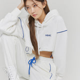 オーバーサイズラインポイントクロップフーディー/Oversize Line Point Crop Hoodie White (6600740077686)
