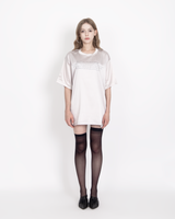 サテンオーバーサイズTシャツワンスアポンアタイム / SATIN OVERSIZE T-SHIRT #ONCE UPON A TIME(SILVER)