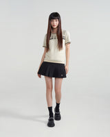 プリヴェバーロゴニッティドクロップドTシャツ / PRIVÉ BAR LOGO KNITTED CROPPED T-SHIRT - CREAM
