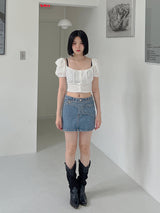 ウエストラップデニムスカート/waist wrap denim skirt