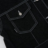 STITCH POINT DENIM CROP TRUCKER JACKET - BLACK (6692513546358)