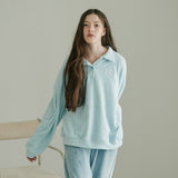 FLEECE COLLARED POLO SHIRT (LIGHT BLUE) (6645972598902)