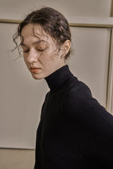 アンバランスニットドレス/UNBALANCED KNIT DRESS_BLACK