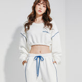 Oversize Line Point Crop Sweat shirt White (6600739094646)