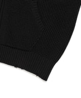 DAMAGED KNIT ZIP UP HOODIE BLACK(CV2DFUK681A)