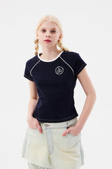 ドゥードゥルチェリーUネックTシャツ / DOODLE CHERRY U NECK T-SHIRT [NAVY]