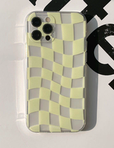 トランスペアレントチェッカーボードイェローフォーンケース / Transparent Checkerboard Yellow Phone Case