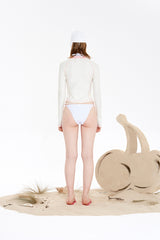 スモールチェリージップアップラッシュガード / SMALL CHERRY ZIP-UP RASHGUARD [IVORY]
