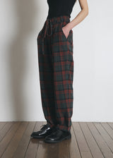 DREAMCATCHER CHECK LOOSE-FIT PANTS (Khaki) (6680169611382)