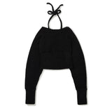 Ribbon Terry Bolero Set [BLACK] (6638364721270)