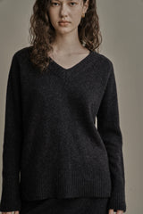 ウール Vニット/WOOL V-KNIT_CHARCOAL