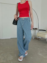 ストライプバンディングデニムパンツ/striped banding denim pants