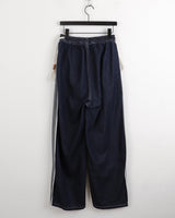 デューパーステッチカラーマッチングロープベルトロングワイドデニムパンツ / Duper stitch color matching rope belt long wide denim pants