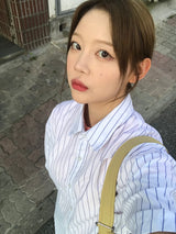 パステルストライプハーフシャツ