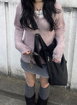 ベーシックアルパカVネックニット / Basic alpaca v-neck knit