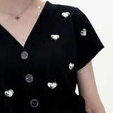 Heart Cardigan [Black] (6593759641718)